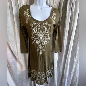 COPY - COPY - 💚Johnny Was🌷 Olive green embroidered dress